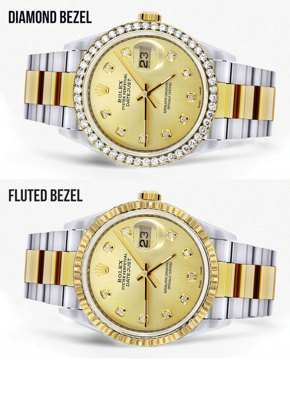 Gold Rolex Datejust Watch 16233 for Men | 36Mm | Gold Dial | Oyster Band