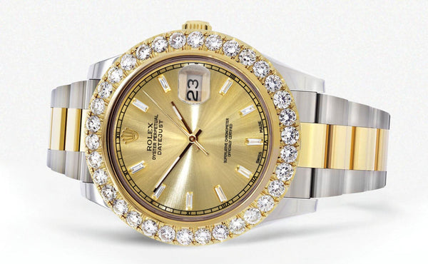 Rolex Datejust II Watch | 41 MM | 18K Yellow Gold & Stainless Steel | Custom Gold Diamond Dial | Oyster Band