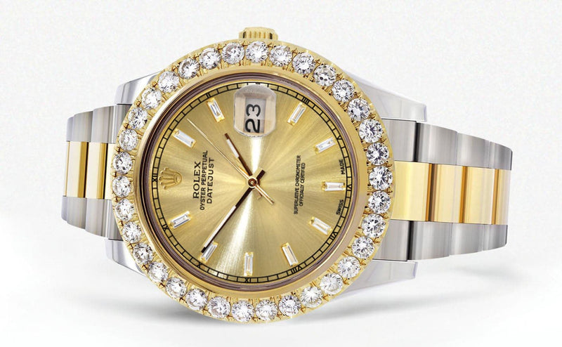 Rolex Datejust II Watch | 41 MM | 18K Yellow Gold & Stainless Steel | Custom Gold Diamond Dial | Oyster Band