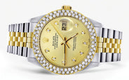 Diamond Gold Rolex Watch For Women 16233 | 36Mm | Custom Gold Dial | Two Row 4.25 Carat Bezel | Jubilee Band