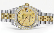 Womens Diamond Gold Hidden Clasp Rolex Watch | 1 Carat Bezel | 26Mm | Gold Dial | Jubilee Band | Model 179173