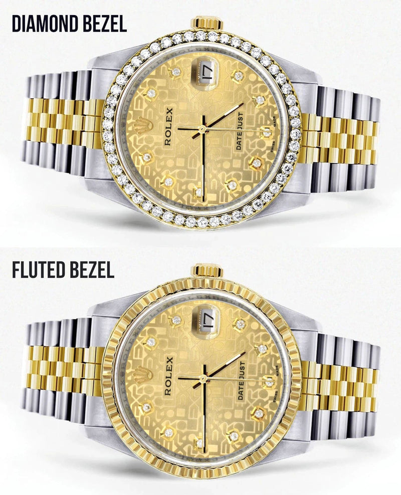 Gold Rolex Datejust Watch 16233 Two Tone for Men | 36Mm | Gold Texture Dial | Jubilee Band
