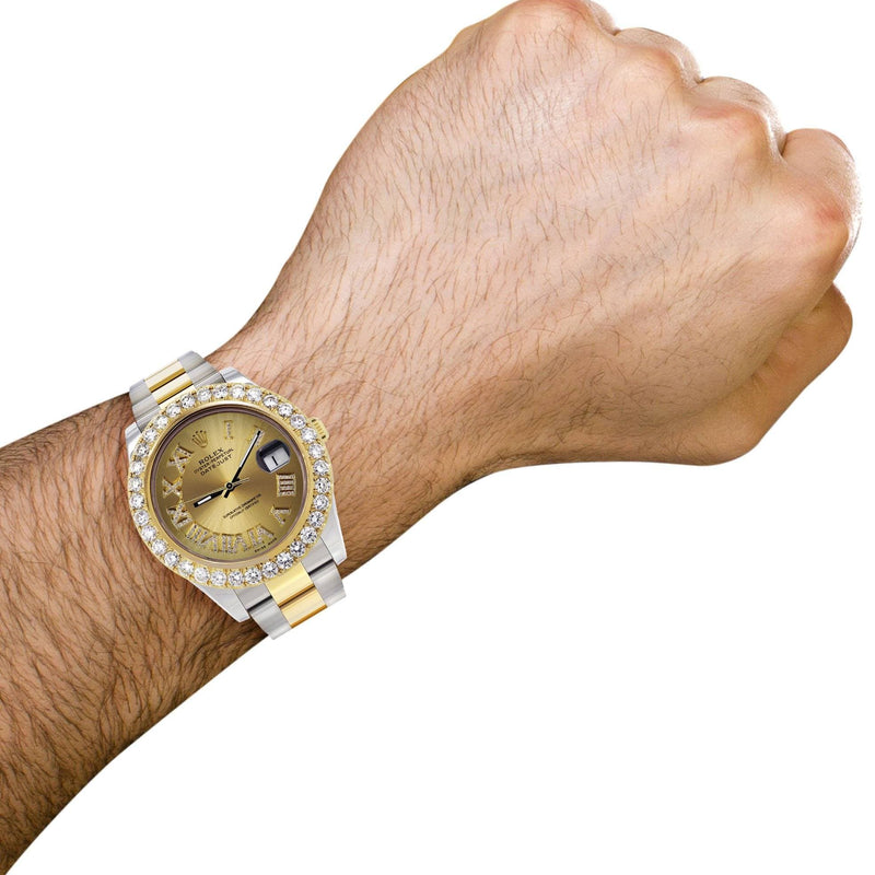 Rolex Datejust II Watch | 41 MM | 18K Yellow Gold & Stainless Steel | Custom Gold Roman Dial | Oyster Band