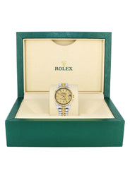 Diamond Gold Rolex Watch | 68273 | Fluted Bezel | 31MM | Gold Diamond Dial | Jubilee Band