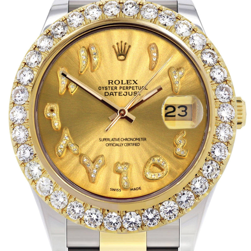 Rolex Datejust II Watch | 41 MM | 18K Yellow Gold & Stainless Steel | Custom Gold Arabic Dial | Oyster Band