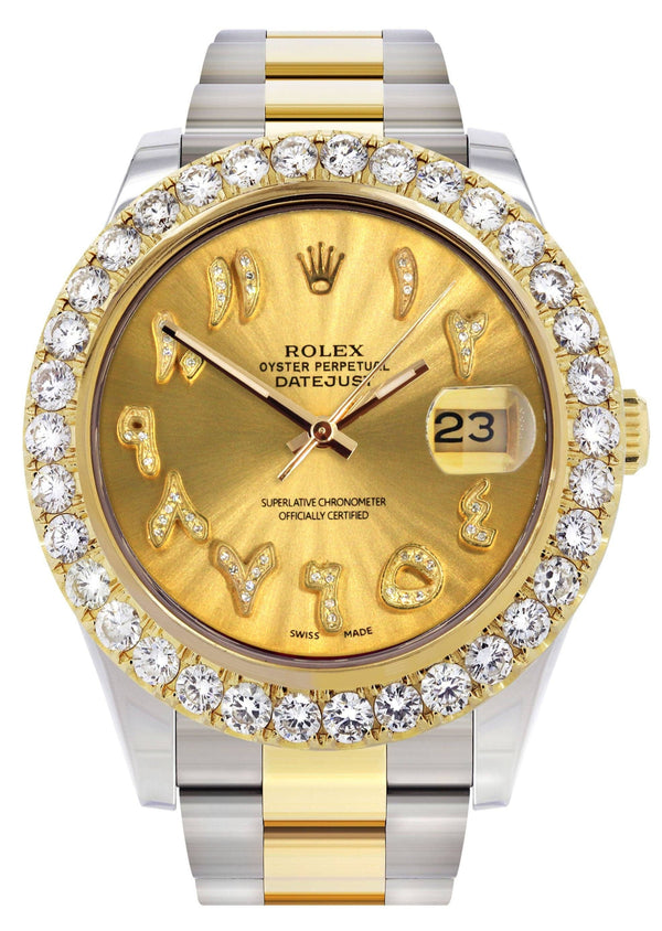 Rolex Datejust II Watch | 41 MM | 18K Yellow Gold & Stainless Steel | Custom Gold Arabic Dial | Oyster Band