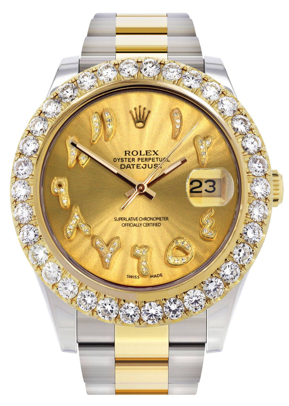 Rolex Datejust II Watch | 41 MM | 18K Yellow Gold & Stainless Steel | Custom Gold Arabic Dial | Oyster Band