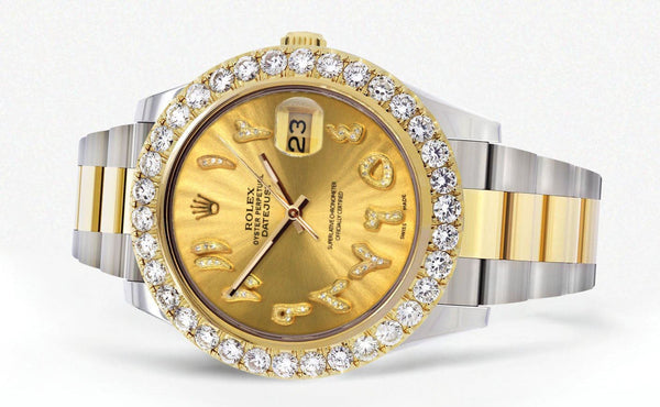 Rolex Datejust II Watch | 41 MM | 18K Yellow Gold & Stainless Steel | Custom Gold Arabic Dial | Oyster Band