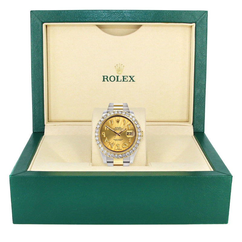 Rolex Datejust II Watch | 41 MM | 18K Yellow Gold & Stainless Steel | Custom Gold Arabic Dial | Oyster Band