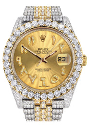 Diamond Iced Out Rolex Datejust 41 | 25 Carats Of Diamonds | Custom Gold Arabic Numeral Diamond Dial | Two Tone | Jubilee Band
