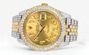 Diamond Iced Out Rolex Datejust 41 | 25 Carats Of Diamonds | Custom Gold Arabic Numeral Diamond Dial | Two Tone | Two Row | Jubilee Band
