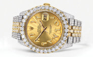 Diamond Iced Out Rolex Datejust 41 | 25 Carats Of Diamonds | Custom Gold Arabic Numeral Diamond Dial | Two Tone | Jubilee Band