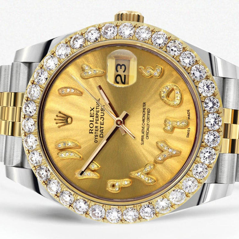 Rolex Datejust 41 Watch | 41 MM | 18K Yellow Gold & Stainless Steel | Custom Gold Arabic Dial | Jubilee Band