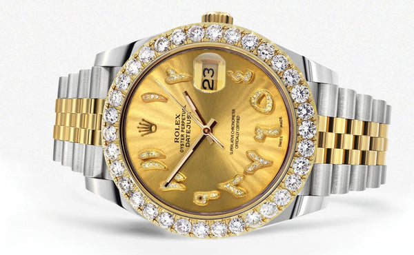 Rolex Datejust 41 Watch | 41 MM | 18K Yellow Gold & Stainless Steel | Custom Gold Arabic Dial | Jubilee Band