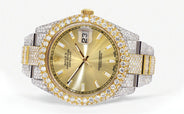 Womens Diamond Iced Out Rolex Datejust 41 | 25 Carats Of Diamonds | Gold Diamond Dial | Two Tone | Two Row | Oyster Band