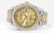Diamond Iced Out Rolex Datejust 41 | 25 Carats Of Diamonds | Custom Gold Diamond Dial | Two Tone | Jubilee Band