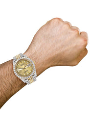 Diamond Iced Out Rolex Datejust 41 | 25 Carats Of Diamonds | Custom Gold Diamond Dial | Two Tone | Jubilee Band