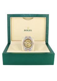 Diamond Iced Out Rolex Datejust 41 | 25 Carats Of Diamonds | Custom Gold Diamond Dial | Two Tone | Jubilee Band