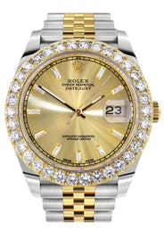 Rolex Datejust 41 Watch | 41 MM | 18K Yellow Gold & Stainless Steel | Custom Gold Baguette Diamond Dial | Jubilee Band