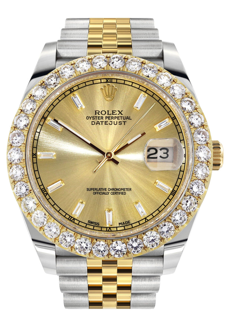 Rolex Datejust 41 Watch | 41 MM | 18K Yellow Gold & Stainless Steel | Custom Gold Baguette Diamond Dial | Jubilee Band