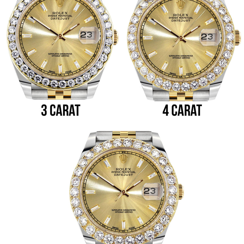 Rolex Datejust 41 Watch | 41 MM | 18K Yellow Gold & Stainless Steel | Custom Gold Baguette Diamond Dial | Jubilee Band