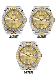 Rolex Datejust 41 Watch | 41 MM | 18K Yellow Gold & Stainless Steel | Custom Gold Baguette Diamond Dial | Jubilee Band