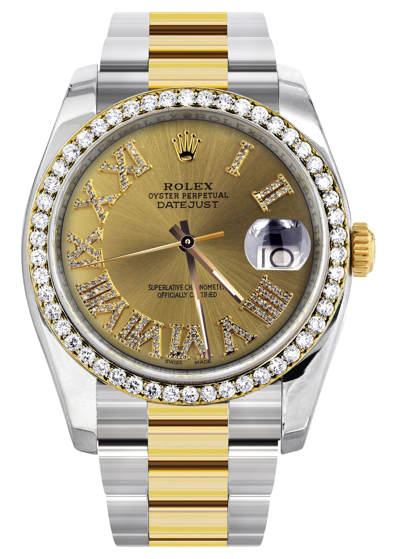 116233 | Gold & Steel Rolex Datejust Watch | 36Mm | Gold Roman Diamond Dial | Oyster Band