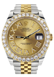 Rolex Datejust 41 Watch | 41 MM | 18K Yellow Gold & Stainless Steel | Custom Gold Roman Dial | Jubilee Band