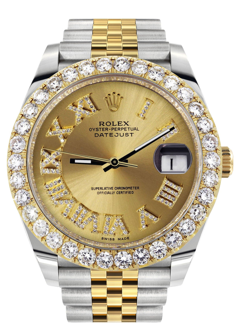 Rolex Datejust 41 Watch | 41 MM | 18K Yellow Gold & Stainless Steel | Custom Gold Roman Dial | Jubilee Band