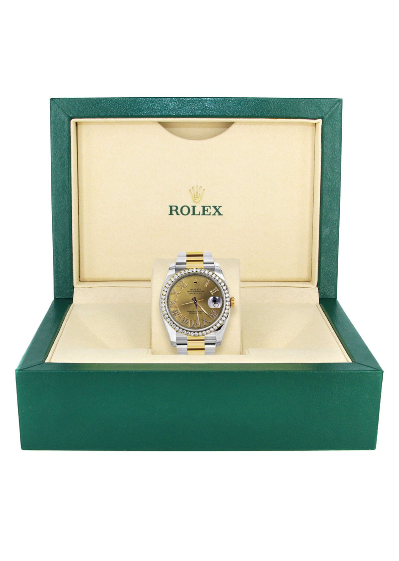 116233 | Gold & Steel Rolex Datejust Watch | 36Mm | Gold Roman Diamond Dial | Oyster Band