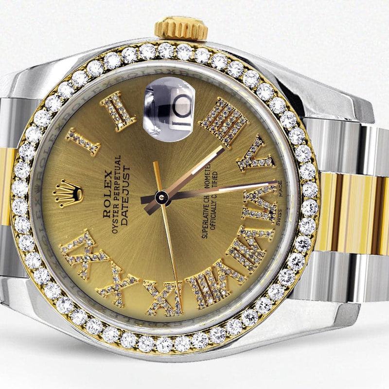116233 | Gold & Steel Rolex Datejust Watch | 36Mm | Gold Roman Diamond Dial | Oyster Band