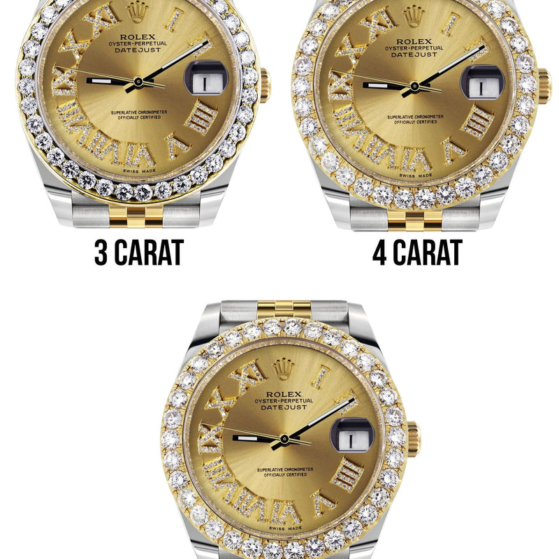 Rolex Datejust 41 Watch | 41 MM | 18K Yellow Gold & Stainless Steel | Custom Gold Roman Dial | Jubilee Band