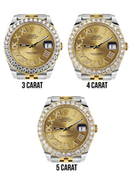 Rolex Datejust 41 Watch | 41 MM | 18K Yellow Gold & Stainless Steel | Custom Gold Roman Dial | Jubilee Band
