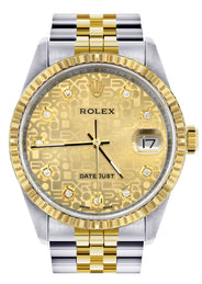 Womens Rolex Datejust Watch 16233 Two Tone | 36Mm | Gold Texture Dial | Fluted Bezel | Jubilee Band