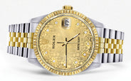 Mens Rolex Datejust Watch 16233 Two Tone | Fluted Bezel | 36Mm | Gold Texture Dial | Jubilee Band