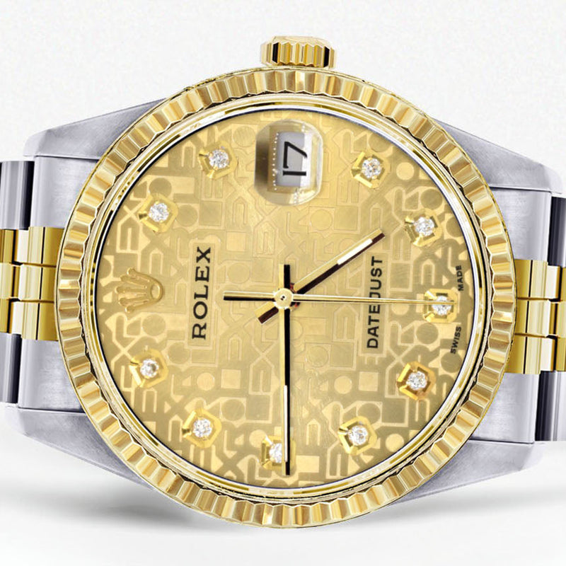 Womens Rolex Datejust Watch 16233 Two Tone | 36Mm | Gold Texture Dial | Fluted Bezel | Jubilee Band