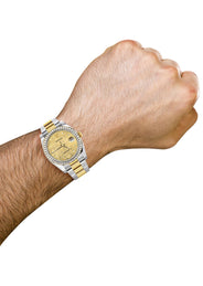116233 | Diamond Gold Rolex Watch For Men | 36Mm | Gold Texture Dial | Oyster Band