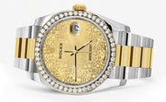 116233 | Diamond Gold Rolex Watch For Men | 36Mm | Gold Texture Dial | Oyster Band
