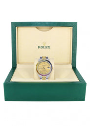 Diamond Gold Rolex Watch For Men 16233 | 36Mm | Rainbow Sapphire Bezel | Gold Texture Dial | Jubilee Band