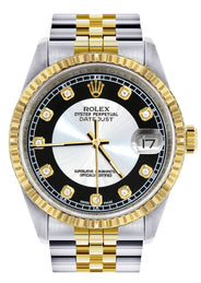 Womens Rolex Datejust Watch 16233 Two Tone | 36Mm | Tuxedo Dial | Fluted Bezel | Jubilee Band