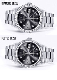 Diamond Mens Rolex Datejust Watch 16200 | 36Mm | Graphite Diamond Dial | Oyster Band