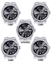 Diamond Mens Rolex Datejust Watch 16200 | 36Mm | Graphite Diamond Dial | Oyster Band