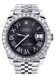 Rolex Datejust 41 Watch | 41 MM | Custom Black Graphite Roman Diamond Dial | Jubilee Band