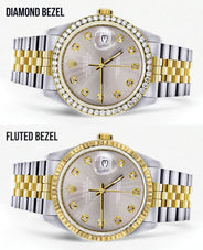 Diamond Rolex Mens Watch Datejust 16233 | 36Mm | Grey Dial | Jubilee Band
