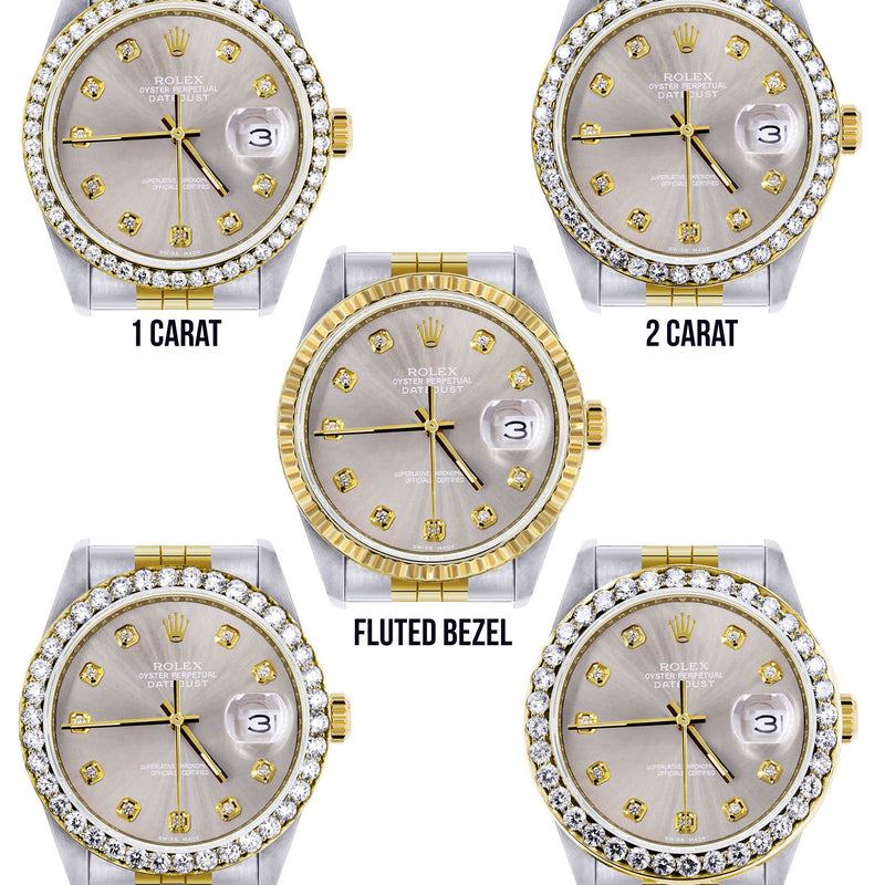 Womens Diamond Rolex Datejust 16233 | 36Mm | Grey Dial | Jubilee Band