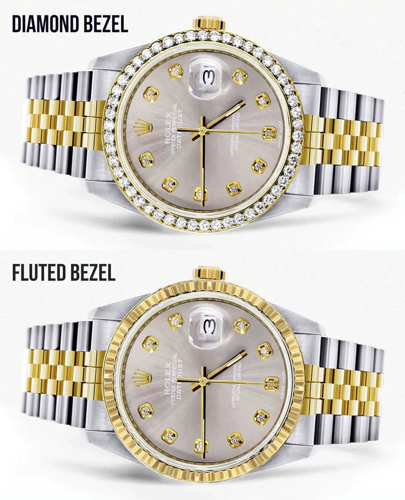 Rolex Datejust Watch 16013 for Men | 36MM | Diamond Grey Dial  | Jubilee Band