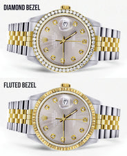 Womens Diamond Rolex Datejust 16233 | 36Mm | Grey Dial | Jubilee Band
