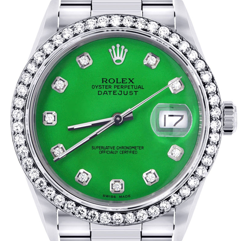 Mens Rolex Datejust  Watch 16200 | 36Mm | Green Dial | Oyster Band