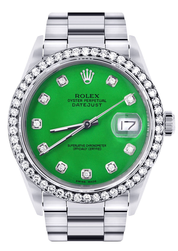Mens Rolex Datejust  Watch 16200 | 36Mm | Green Dial | Oyster Band