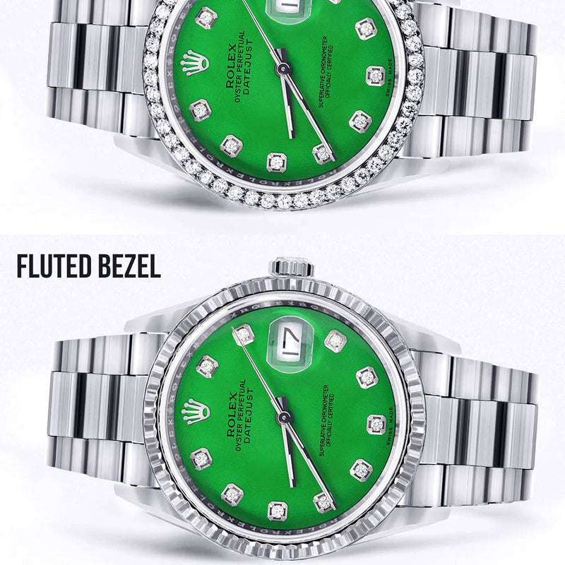 Mens Rolex Datejust  Watch 16200 | 36Mm | Green Dial | Oyster Band